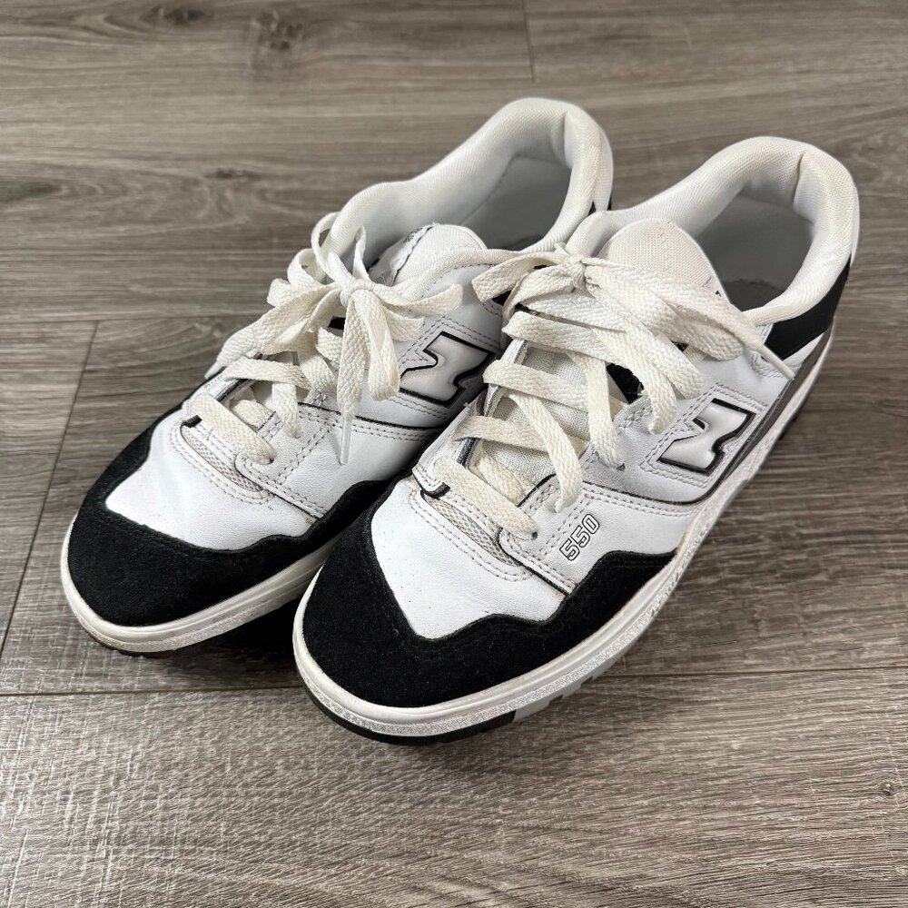New Balance 550 White Black Retro Sneakers Tennis Shoes Men Size 7